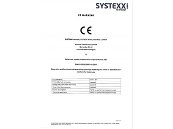 SYSTEXX石英壁布欧盟（CE）认证
